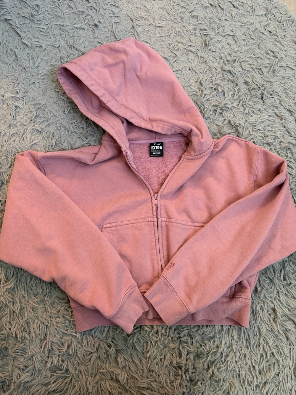 Aritzia TNA pink extra fleece boxy boyfriend zip hoodie